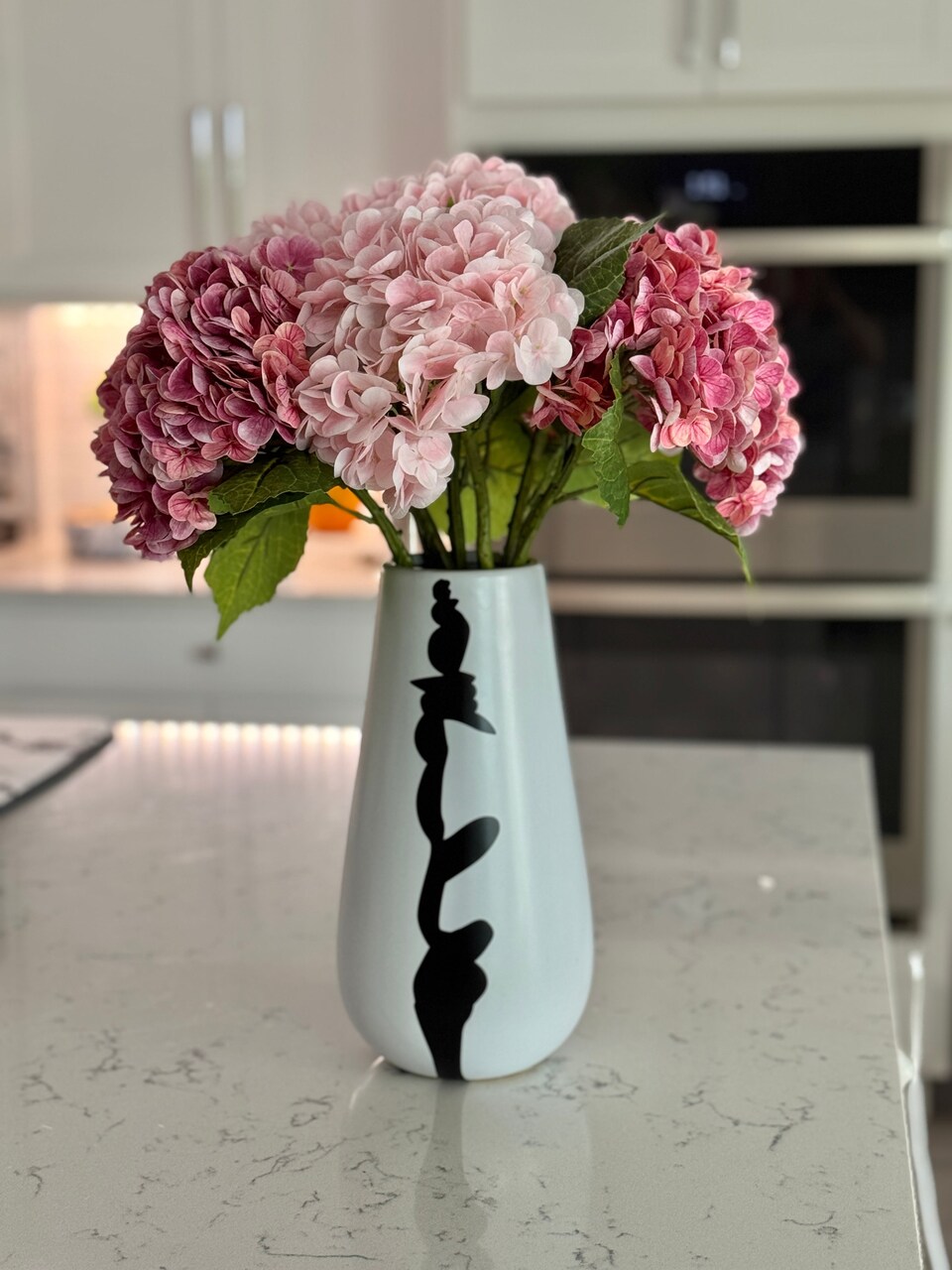 11" Cleo Medium Black and White Modern Ceramic Vase, Minimalist Home Décor Accent, Contemporary Table & Shelf Vase